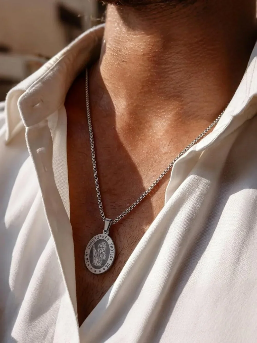 Men's Archangel Protection Pendant Necklace, Stainless Steel & Gold Plated